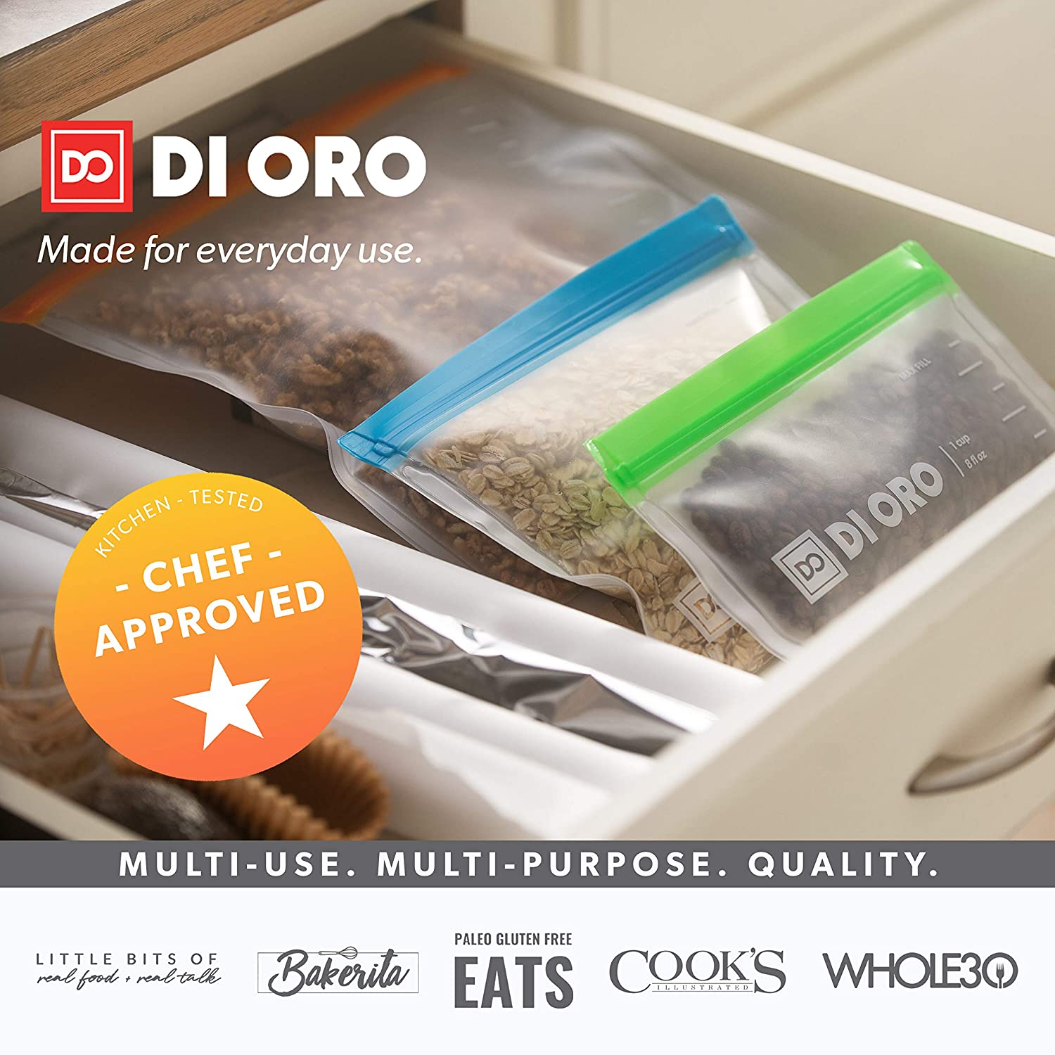 10-Piece Reusable Snack Bags - DI ORO