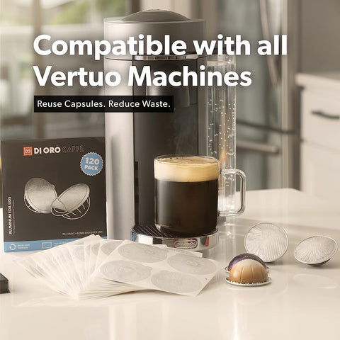 120-Pack Nespresso VertuoLine Foil Lids - DI ORO