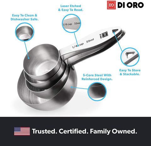 4-Piece 18/8 Stainless Steel Measuring Cup Set - DI ORO