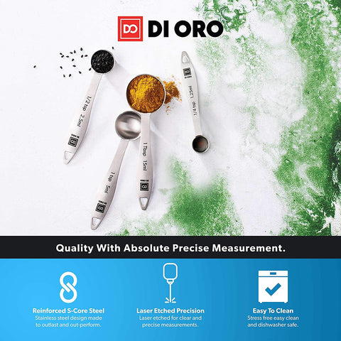 4-Piece 18/8 Stainless Steel Measuring Spoon Set - DI ORO