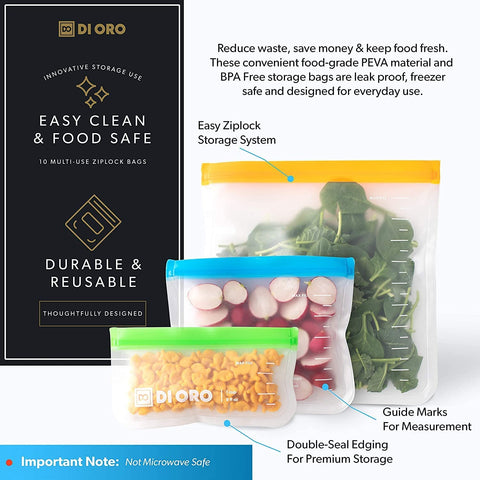 6-Piece Reusable Snack Bags - DI ORO