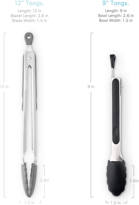 9-Inch Stainless Steel Kitchen Tongs - DI ORO