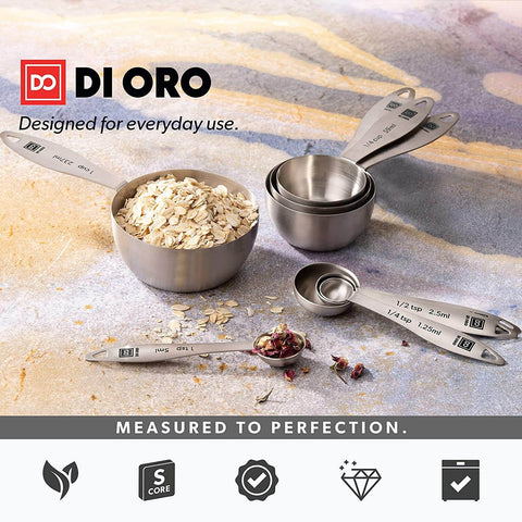 DI ORO 8-Piece 18/8 Stainless Steel Measuring Cup and Spoon Set - DI ORO