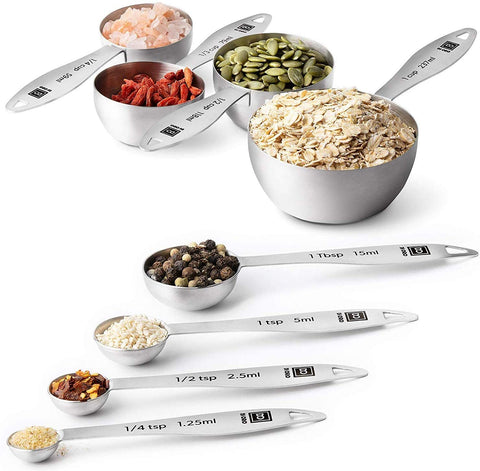 DI ORO 8-Piece 18/8 Stainless Steel Measuring Cup and Spoon Set - DI ORO