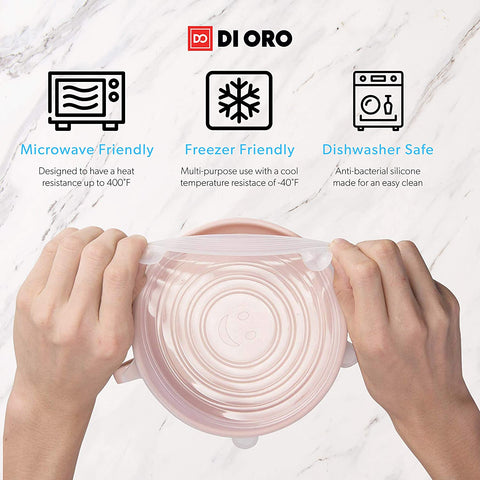 DI ORO Reusable Silicone Stretch Lids 6 Pack - DI ORO