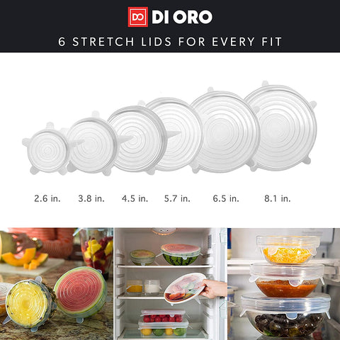 DI ORO Reusable Silicone Stretch Lids 6 Pack - DI ORO