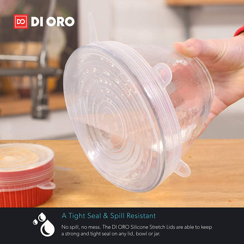 DI ORO Reusable Silicone Stretch Lids 6 Pack - DI ORO