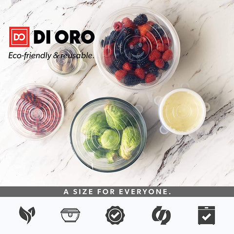 DI ORO Reusable Silicone Stretch Lids 6 Pack - DI ORO