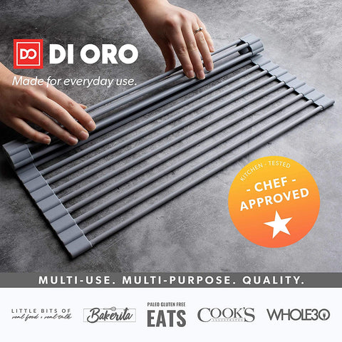 DI ORO Roll-Up Silicone Over the Sink Dish Drying Rack (2 Sizes) - DI ORO