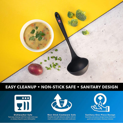 DI ORO Seamless Series Silicone Kitchen Soup Ladle - DI ORO