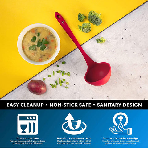DI ORO Seamless Series Silicone Kitchen Soup Ladle - DI ORO