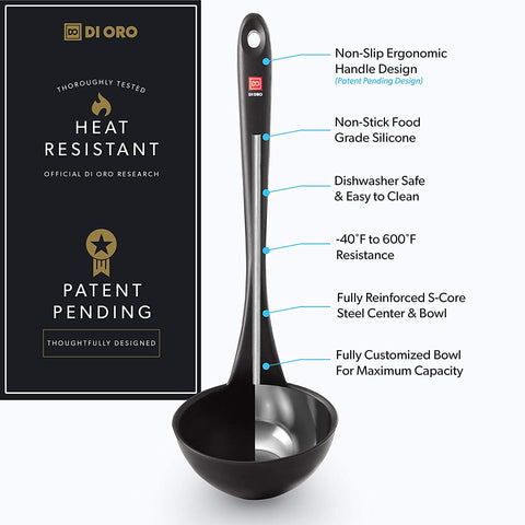 DI ORO Seamless Series Silicone Kitchen Soup Ladle - DI ORO