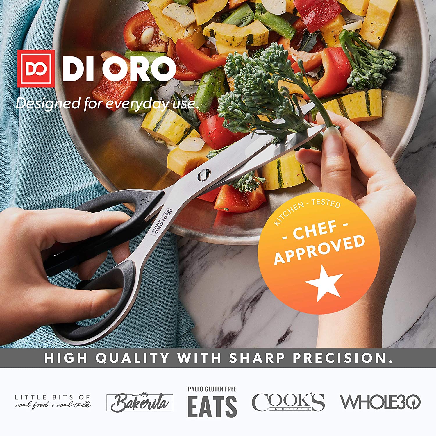 High-Carbon Stainless Steel Offset Kitchen Scissors - DI ORO
